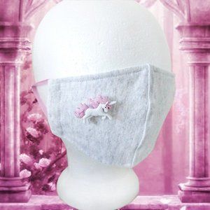 Pink Unicorn Button Face Mask